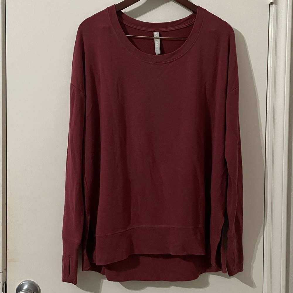 Athleta Purusha Oversized Sweatshirt Burgundy Wine Red L